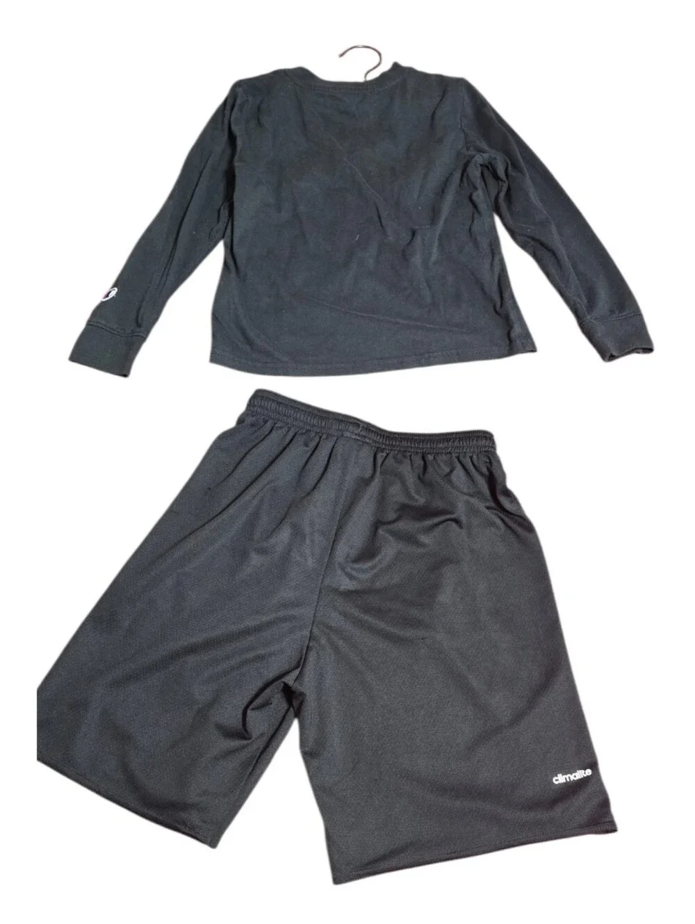 Champion Black Long Sleeve Pajama Top with Black Shorts